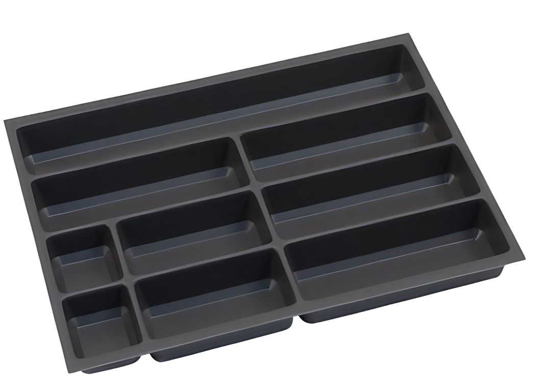 Besteckeinsatz, Besteck, Einsatz, achatgrau, schwarz, Küche, Schublade, Organisation