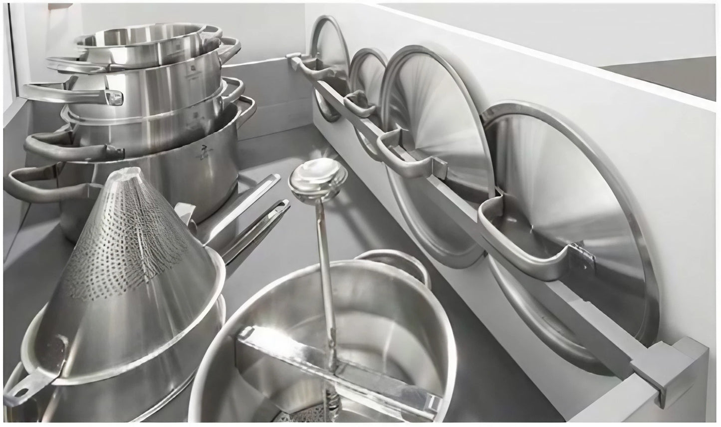 Topfdeckelhalter, pfannendeckelhalter, pfanne, topf, schublade, Küche praktisch