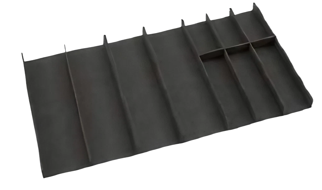 Besteckeinsatz EXTRA-gross OrganiQ lavaschwarz; Korpustiefe 560 mm x Korbusbreite von 1200 mm