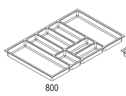 Besteckeinsatz Element 800 – Softtouch, schiefergrau, 500 mm Tiefe