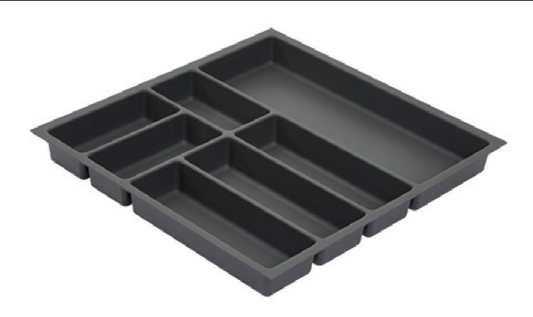 Besteckeinsatz Element 800  – Softtouch, schiefergrau, 500 mm Tiefe